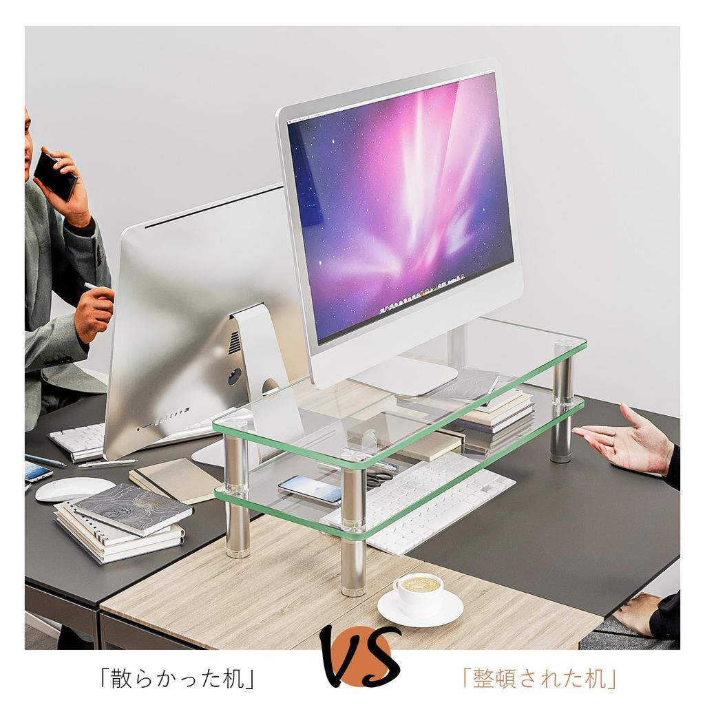 Adjustable Height Computer Monitor Riser Multimedia Desktop Stand for Flat Screen LCD LED TV One Laptop/Notebook/Xbox (HD01T-201)