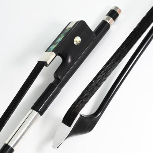 VINGOBOW Double Bass Bow, French Style, Carbon Fiber, Black Hair, All Sizes 4/4