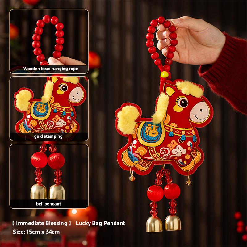 Cute Red Fu Bao Tassel Hanging Ornament Chinese Spring Festival Wall Door Pendant  New Horse Year Home Decorations