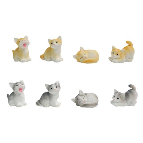 Mini Resin Cat Figurines Cute Realistic Cat Statue Miniature Animal Figures