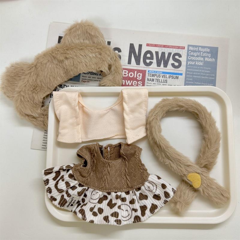 2025 New 20cm Plush Dolls Clothes Skirt with Headband Fashion 20cm Plush Doll Clothes Accessories