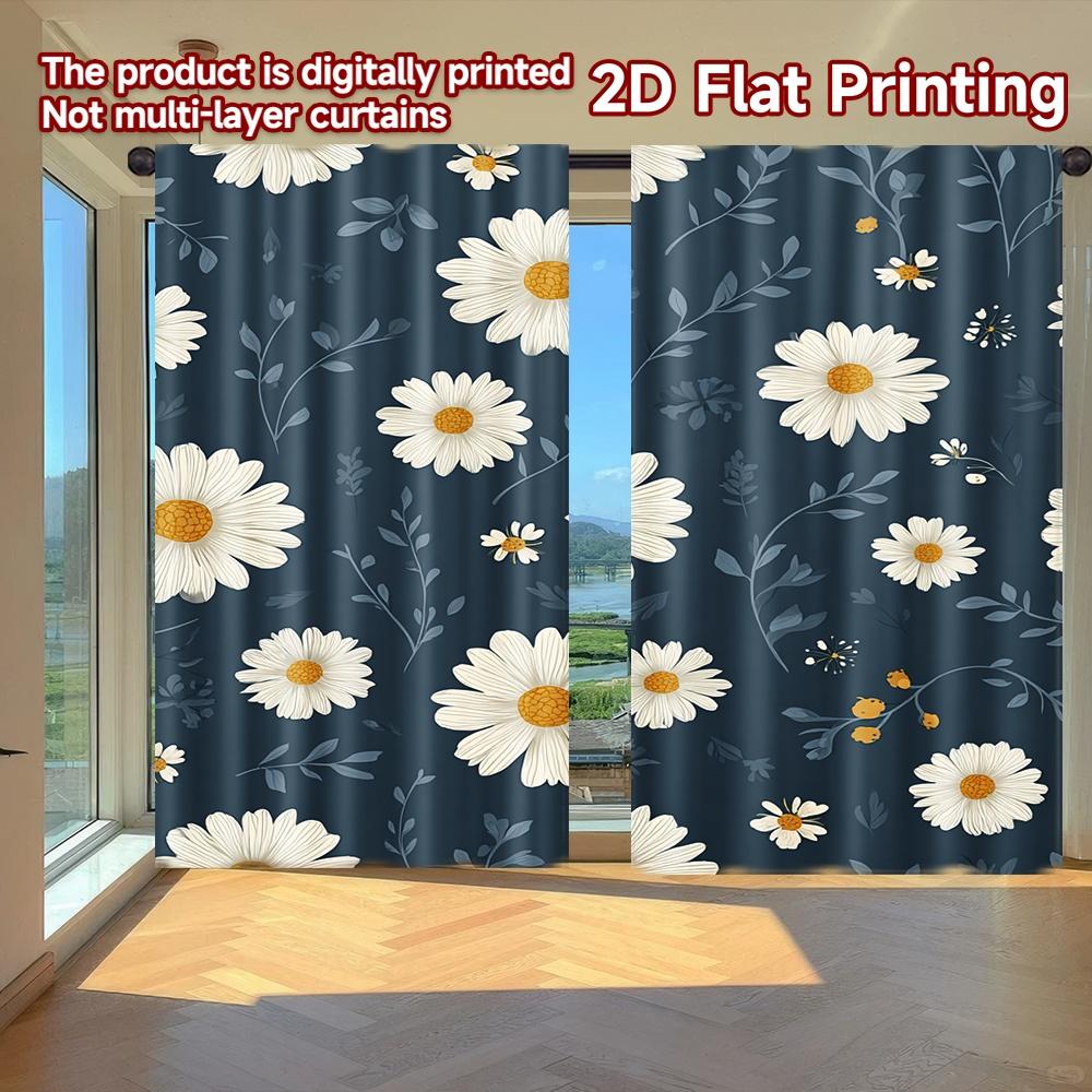 

Flat Printing Curtains Without Rod Floral Spring Design Holiday Women Is Day Printed Versatile Durable Set Of 2 Made Polyester W100*H70(CM)-Grommet top&2PCS