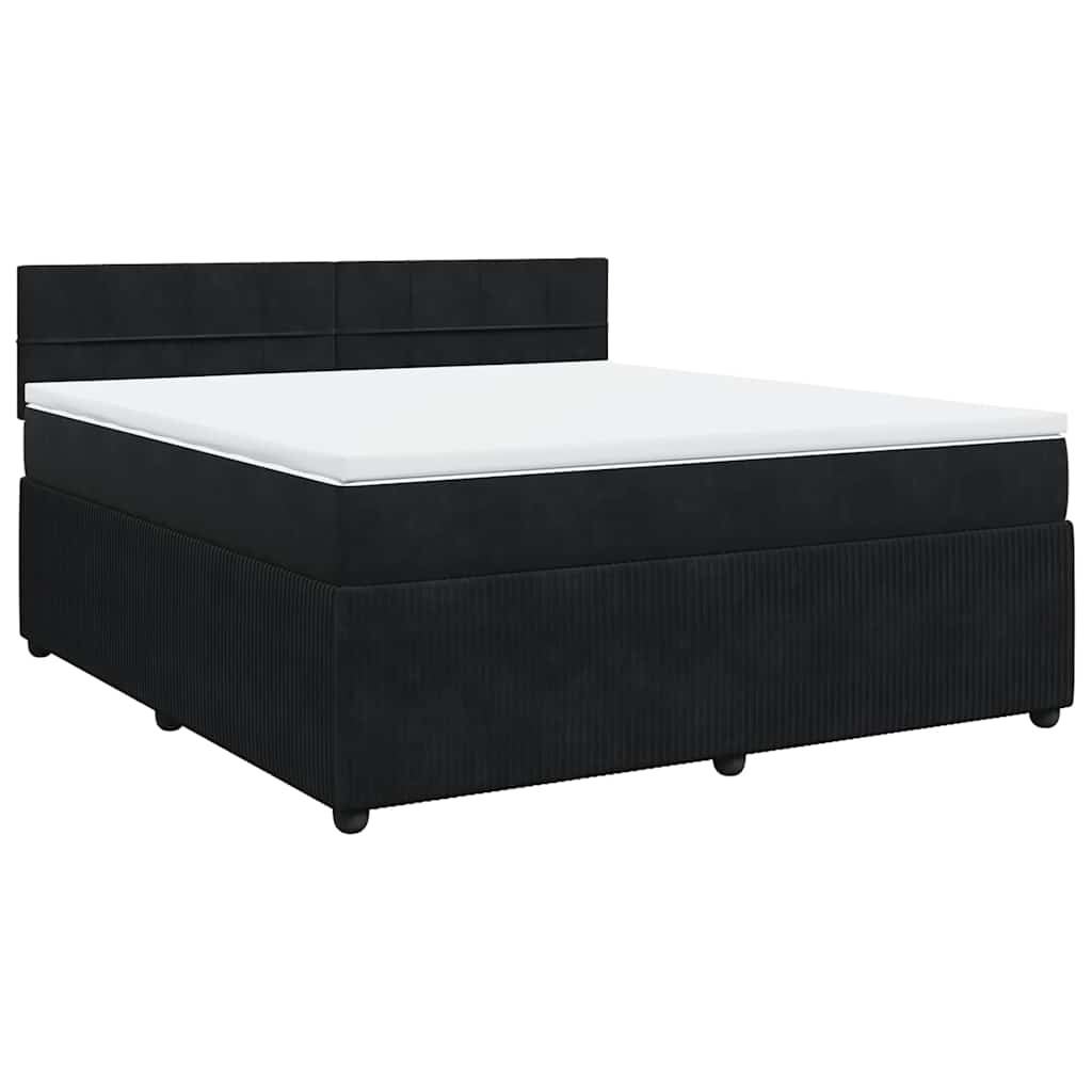 Box Spring Bed with Mattress Black 180x200 Cm Velvet