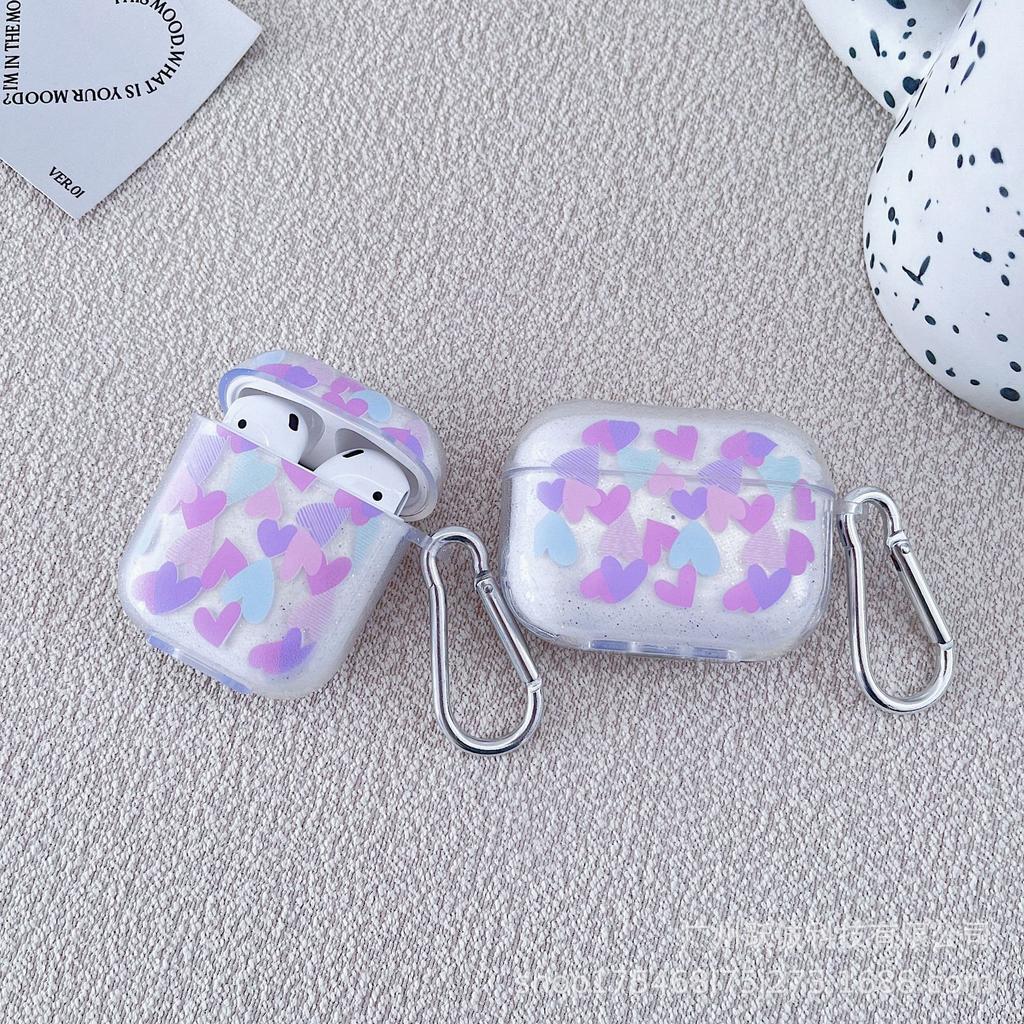 Transparent glitter love applies to Apple AirPods Pro earphone case protective cover 1/1/1 generation Bluetooth earphone cover
