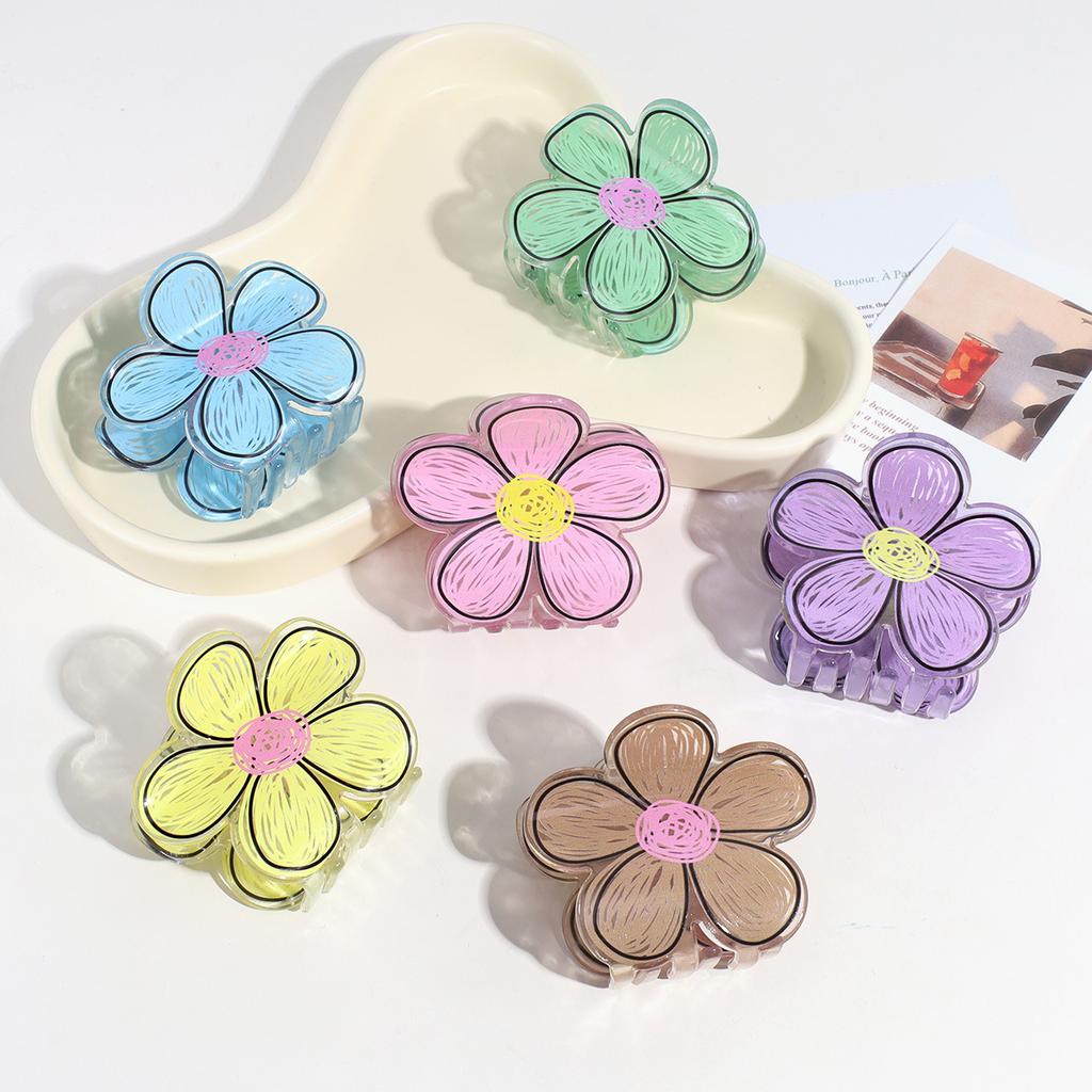 1pc Manga flower hair clip, girlish style, disheveled temperament, grabbing clip, internet celebrity, large shark clip
