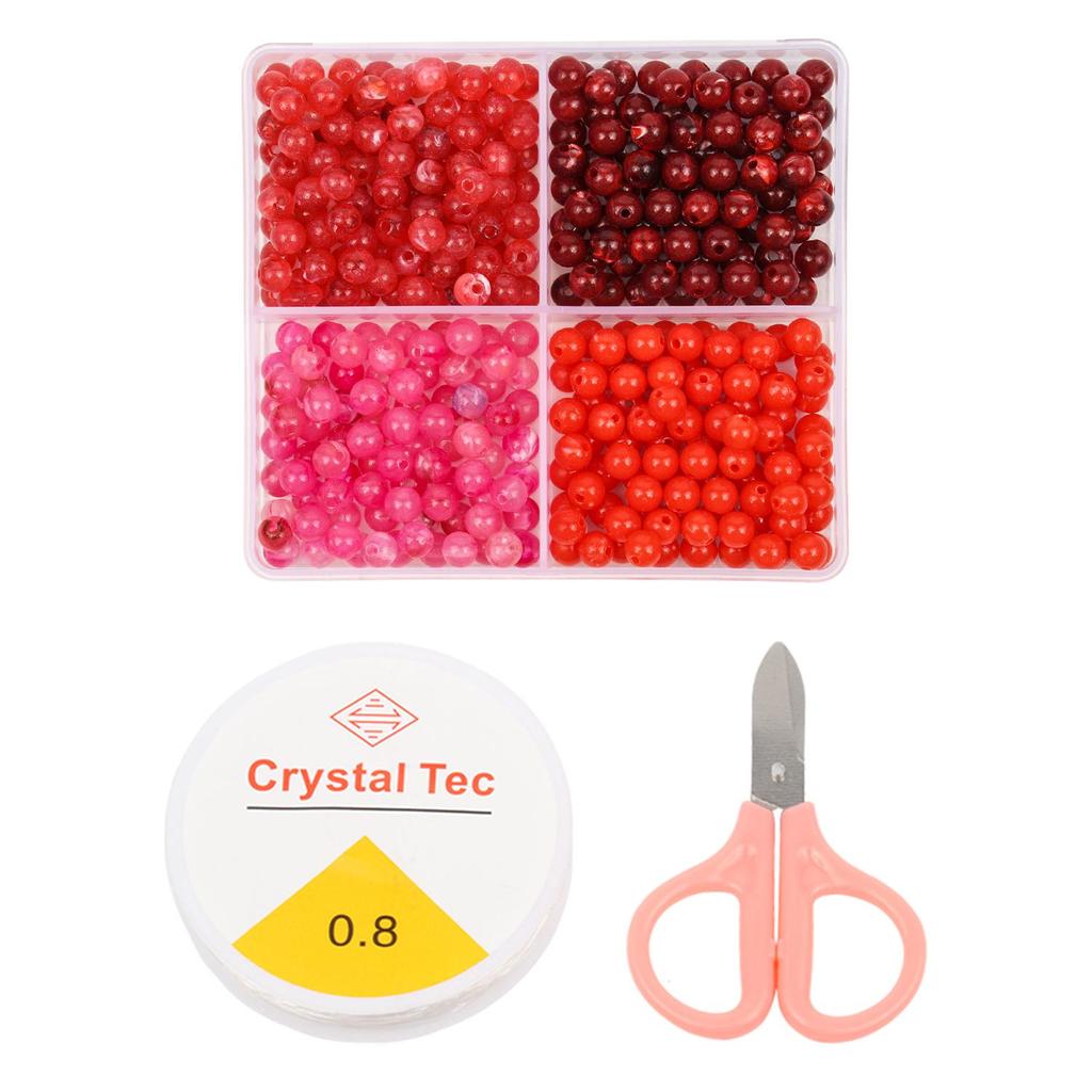 4 Grid Box Mixed Color 6mm 440pcs Acrylic Bead Jewelry Making Kit, Handmade DIY Bracelet Necklace Gift Making