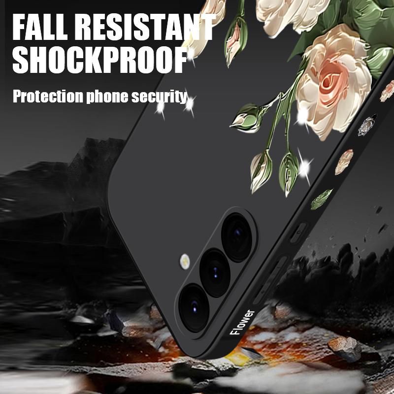 Rose Flower Paintings TPU Case For Samsung Galaxy S24 S25 FE S26 S25 S23 S22 Ultra A17 A56 A16 A55 A25 A15 A36 A54 5G Lanyard Soft Cover