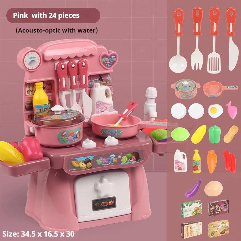 Simulated Kitchen Play Set With Lights & Sounds, Realistic Cooking Game Toy For Kids, Interactive Educational Playset For Toddle