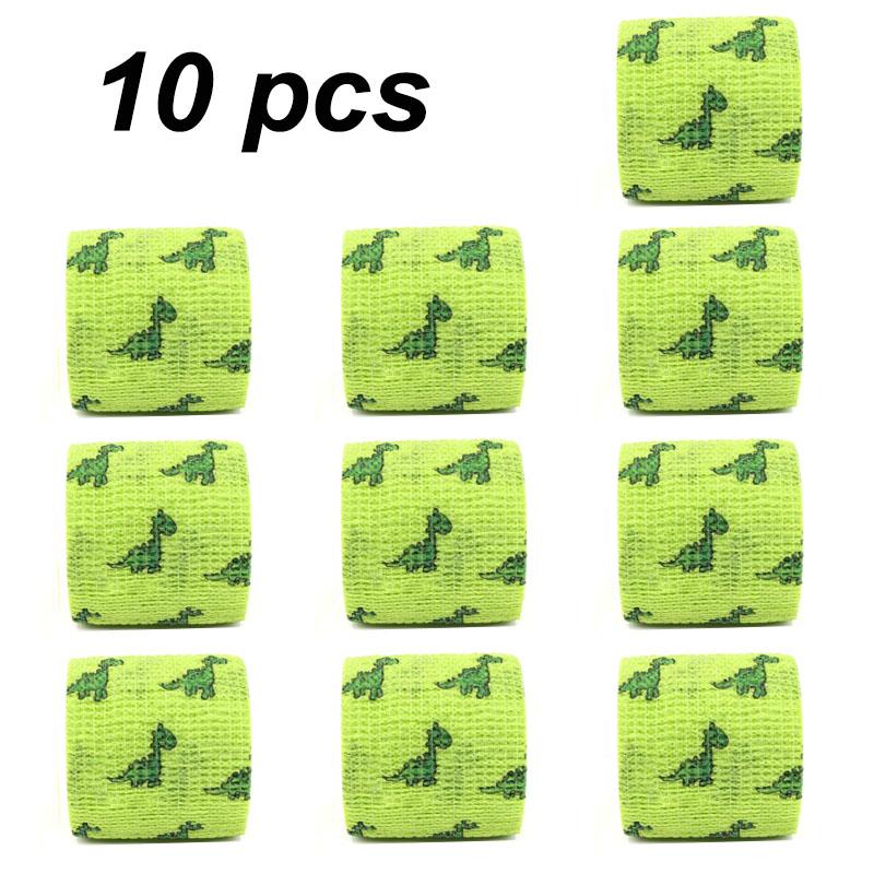 

1/6/10 Pcs Green Dinosaur Printed Self Adhesive Elastic Bandage 5Cm Width Wrap Tape Perfect For Diy Tattooing First Aid Kit Pet Tape 5cm X 4.8m