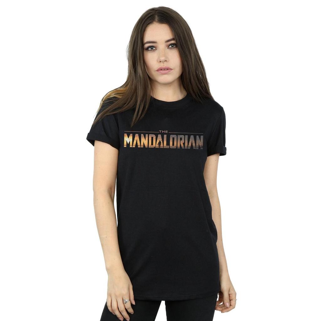 STAR WARS Womens/Ladies The Mandalorian Series Logo Cotton Boyfriend T-Shirt