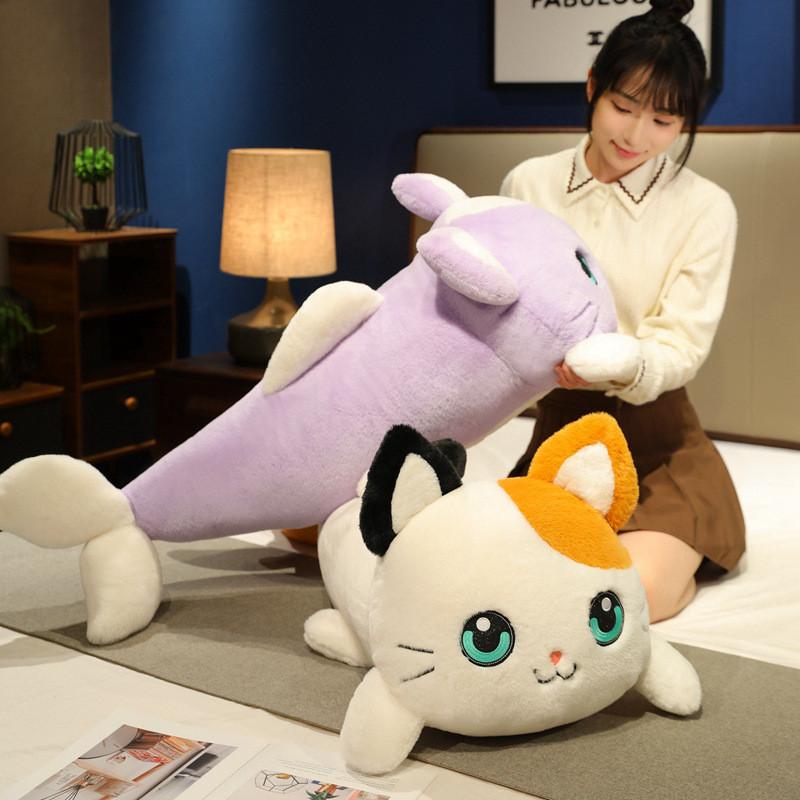 Cat Shark Cute Plush Toy Long Pillow Cartoon Stuffed Doll Decoration Kids Gift