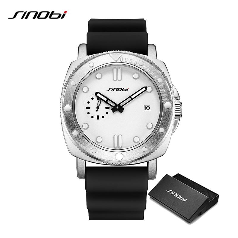 SINOBI Лучшие брендовые мужские часы Модные стили Спортивные кварцевые наручные часы Лучшие подарки Часы для мужчин серебряный