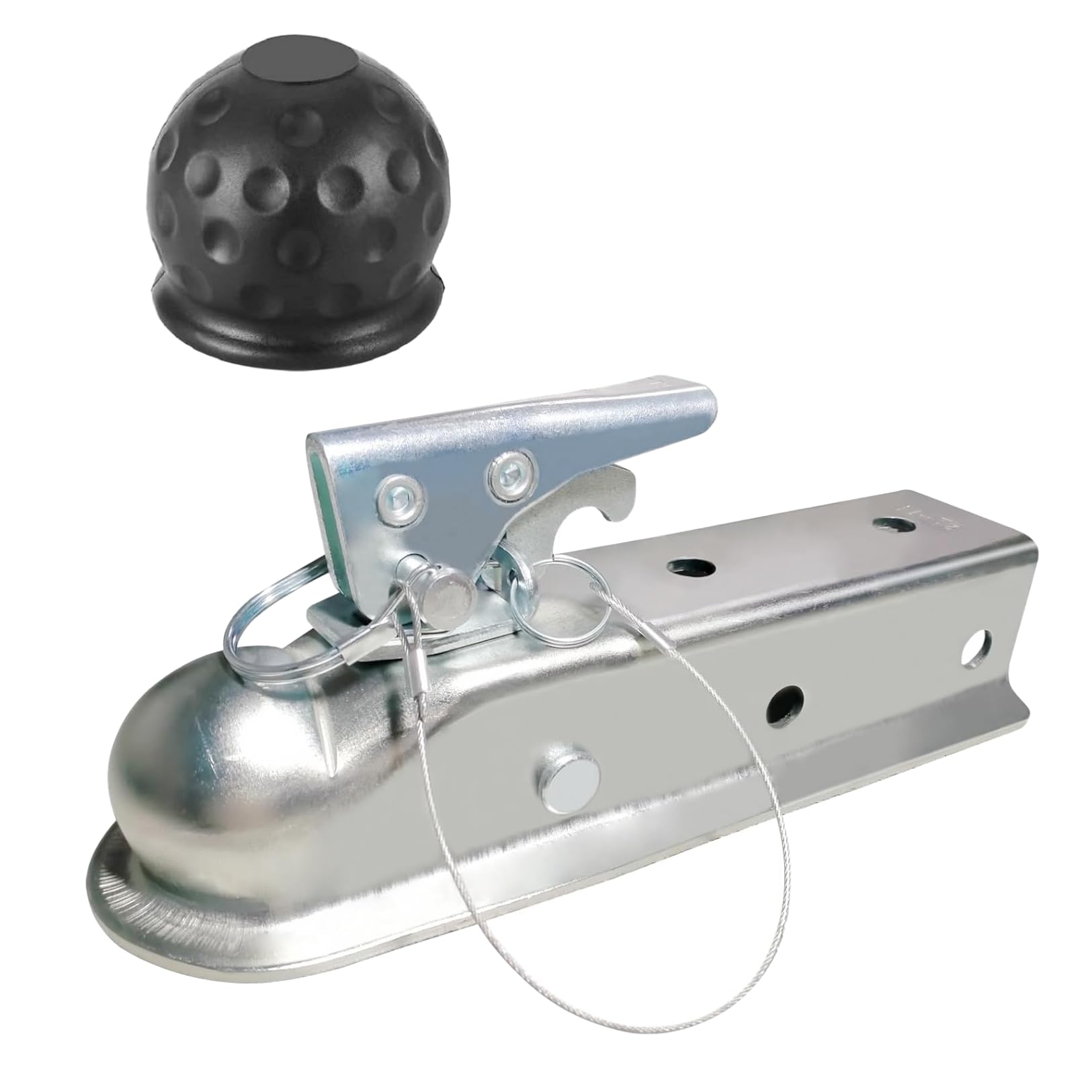 

PLEAVIT Trailer Hitch Coupler with 2-inch Ball Hitch, 3-inch Mounting Width, Safety Pin, and Ball Cover Included