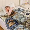 VIKAMA American Vintage Claw Print Patchwork Throw Blanket Soft to the Touch, Warm, Machine Washable Perfect for Living Room Sof