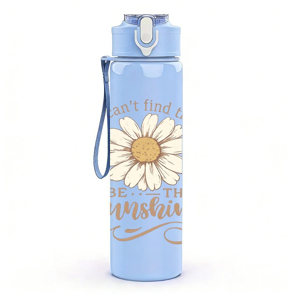 1PC Sunflower Sunshine Quote Print 750ml Color Plastic Sports Water Bottle Leakproof Flip Straw Lid Suitable for Sports Office Home Use