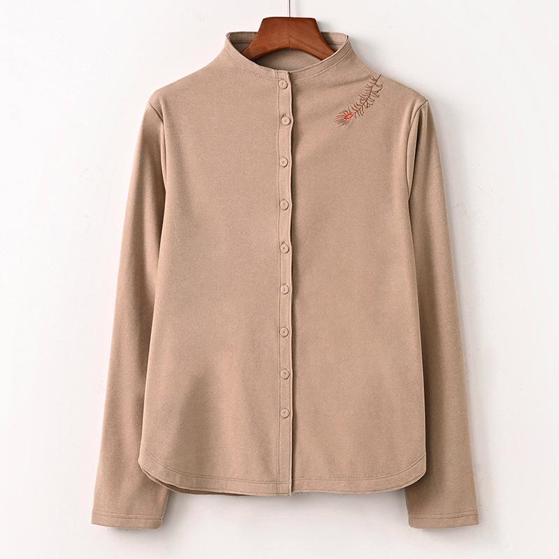 

Женский осенне-зимний вязаный теплый кардиган 2024 года с полувысоким воротником и вышитым ретро-дизайном XXL: 140-155 lbs