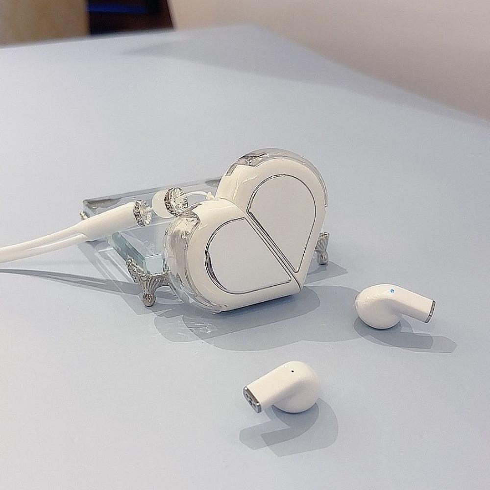 Low Latency Rotatable Bluetooth Earphones Stereo Bass Heart Shape Headphones Women