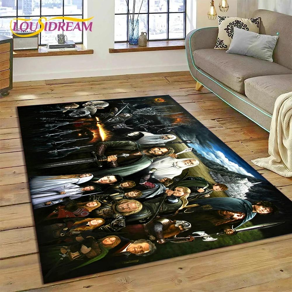 3D L-Lord of The Rings H-Hobbit Movie HD Rug Carpet for Living Room Bedroom Home Decor,Non-slip Decoration for Sofa Doormat Gift