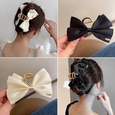 Pinces à cheveux à gros nœud à double face en métal, épingles à cheveux en satin, accessoires pour cheveux
