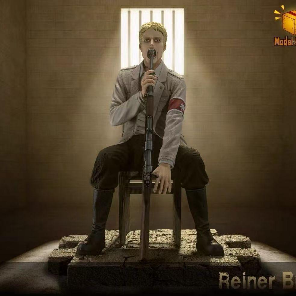 

Атака на Титан: Атака Титанів Райнер Браун Сцена на стільці Фігурка Поза з пістолетом у роті Аніме Колекційна статуетка Іграшки Чудові подарунки No box