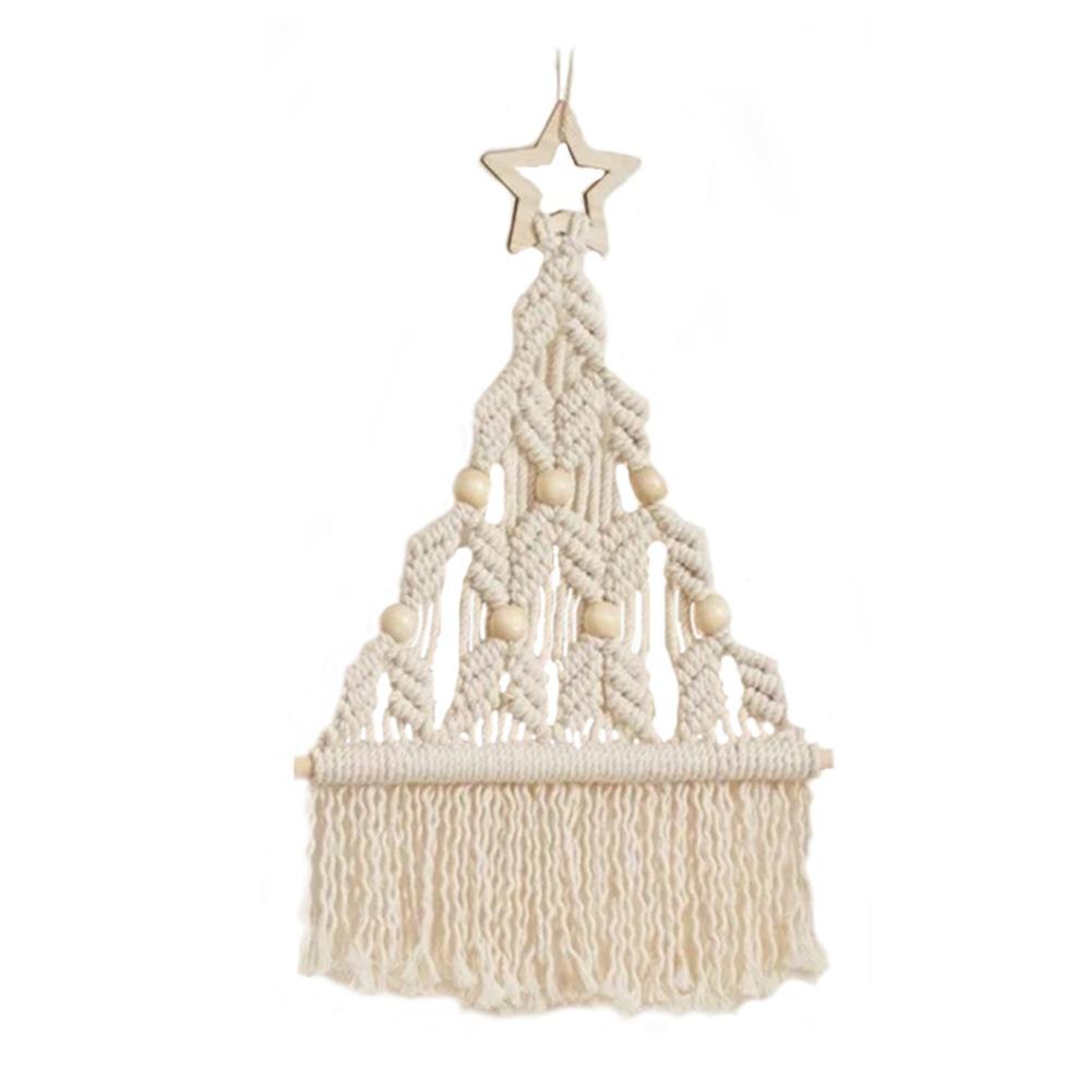 Tassel Christmas Tree Macrame Tapestry Woven Cotton Rope Tapestry Wall Hanging Pendant  Girls
