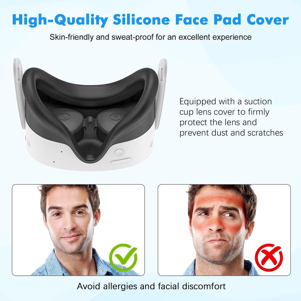New High Quality Soft Comfortable Anti Sweat 3S VR Accessories Face Mask Pad Silicone Face Cover For Meta Quest 3S