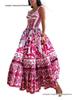 Bohemian Style Mid-Length Floral Print Dress with Elegant Wide Hem 