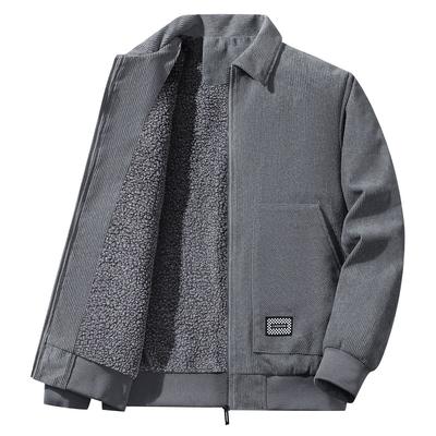Winter Corduroy Cotton Coat Men's Lapel Large Size Loose Jacket Cotton Jacket Plus Velvet Jacket Thickened Work Cotton Jacket