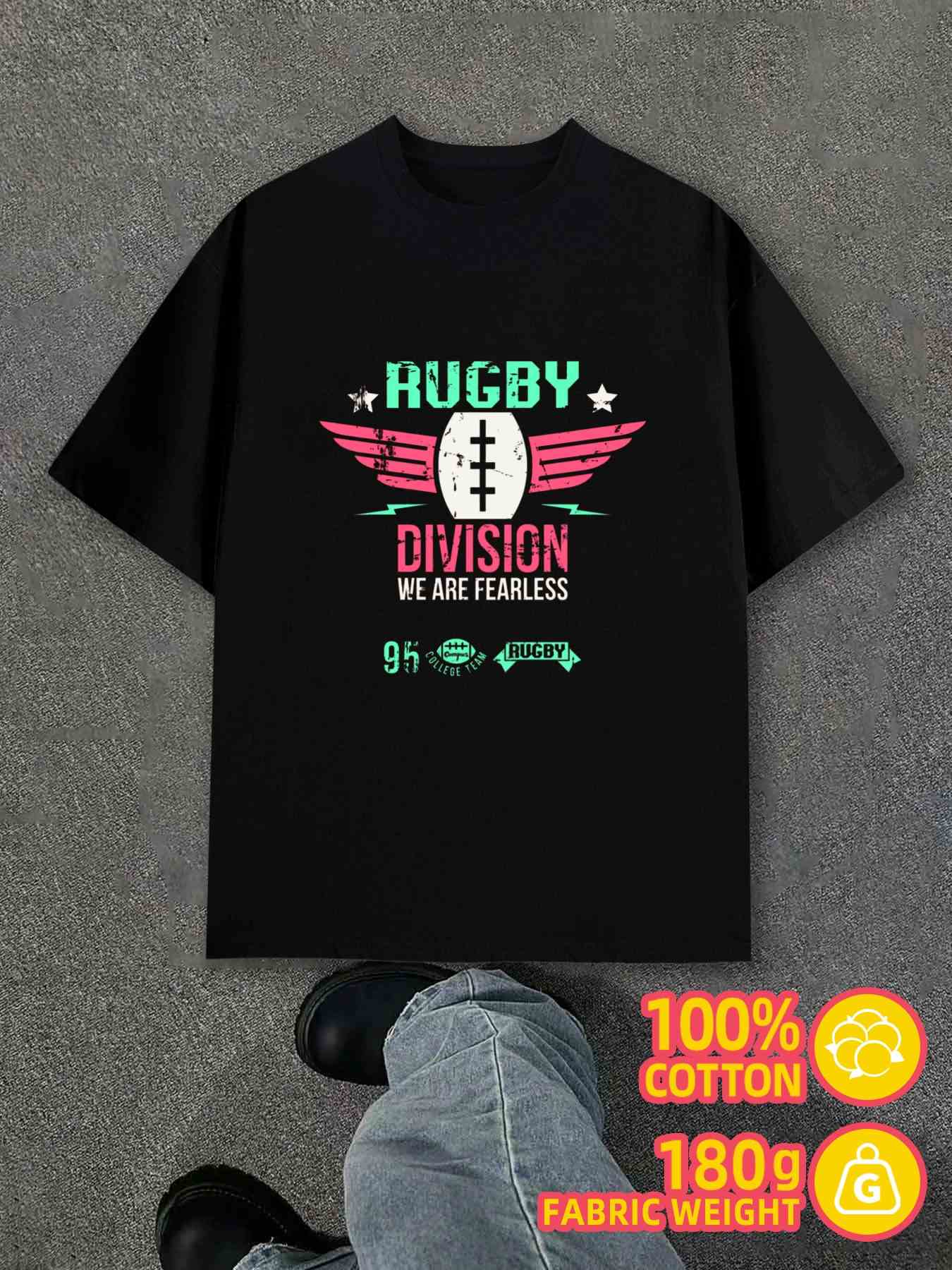 T-Shirt Y2K Rugby Division Fearless Shirts Black S