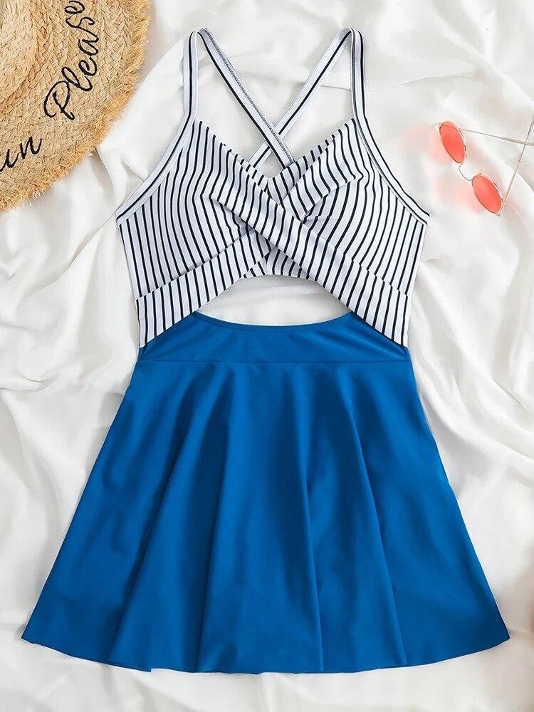 One PIece Swimsuit Women Swimwear 2023 New Pink Sexy Hollow Out Cover Up Skirt Monokini Bathing Suit Female Swimming Beach Wear