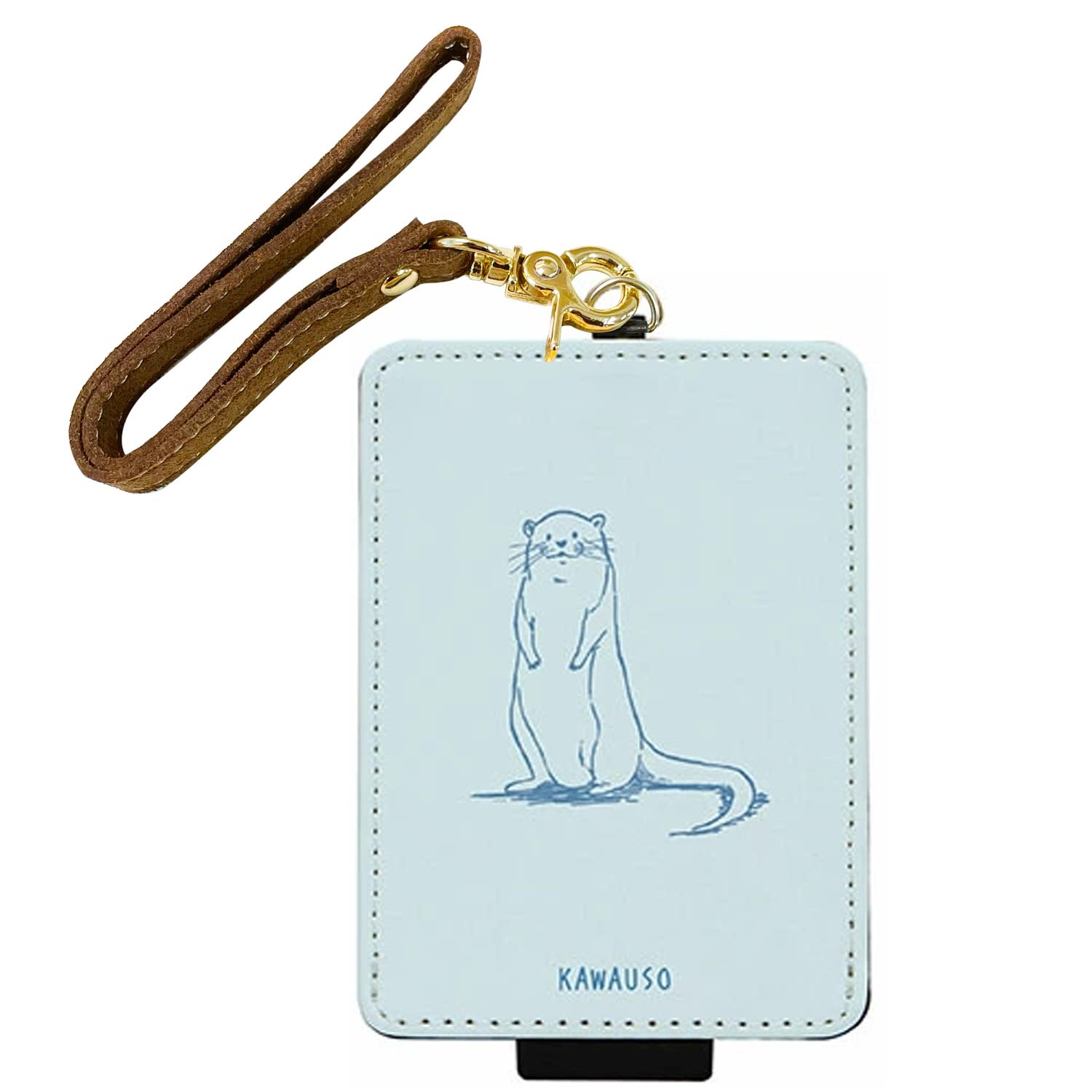 

Grand Cinq Women s Pass Case (with Anti-Fall Strap & Button) - Otter Design, Perfect for Commuting, School, or Any Otter Purse, Blue