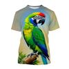 T-Shirts for Children 3D Printed Cute Parrot T-Shirt Fun Children's Clothing Summer Casual Crew Neck Short Sleeves Kids Clothes