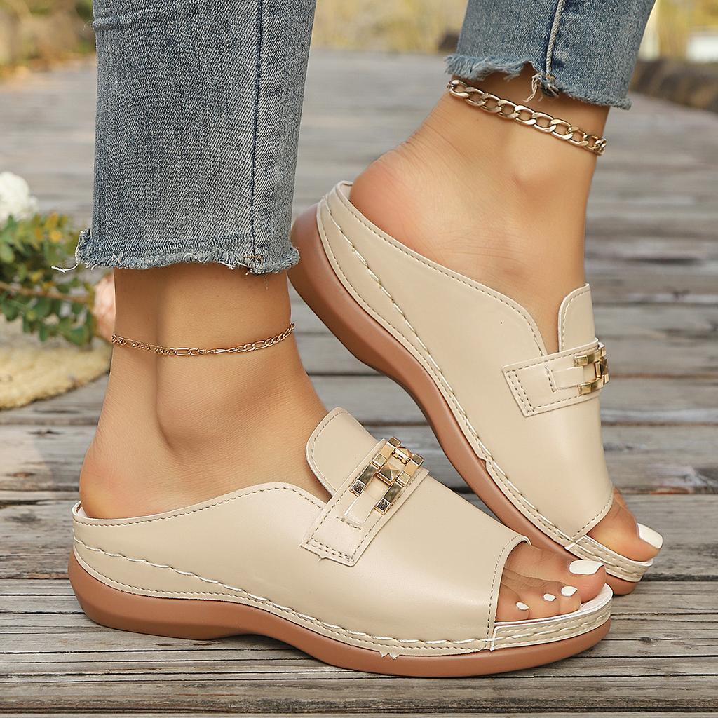 Sandalias de Dedo con Soporte de Arco para Mujer Sandalias de Cuña Slip-On Comodidad Casual Chanclas Planas Ligeras Sandalias de Verano Elegantes y Cómodas para Mujer