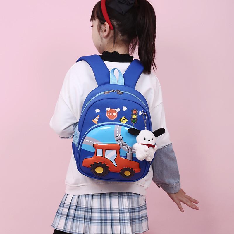 Little Car Rabbit Cartoon Backpack With Plush Pendant Oxford Cloth Bag School