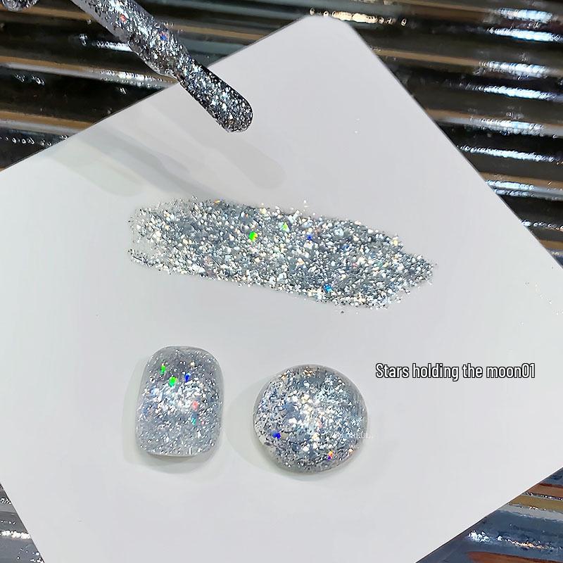 

2025 Новый стиль Супер Вспышка Платина Дробленый Бриллиант и Блеск Луна Звезда Гель Лак для Ногтей