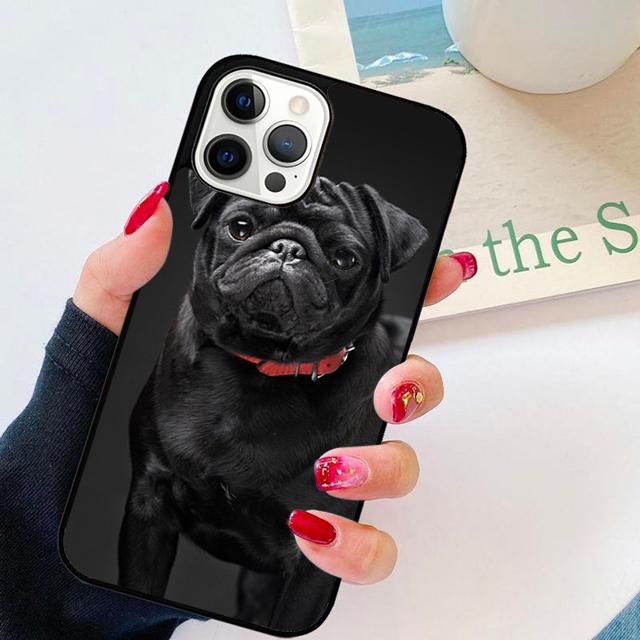 Animal Black Pug Close Up Phone Case Cover For iPhone 17 Air 15 16 14 Plus Apple 11 12 13 Pro Max Coque