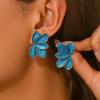 Vintage Colorful Drip Oil Flower Stud Earrings for Women Girl Fashion Metal Five Petal Floral Irregular Earrings Fashion Zircon