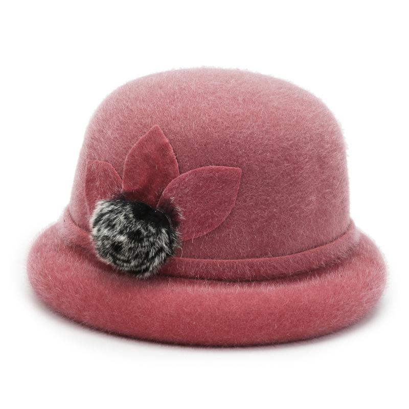 Lady Three Leaf Round Edge Basin Hat Korean Style Wool Ball Fisherman Hat Outside Sponge Circle Warm Styleable Cotton Hat