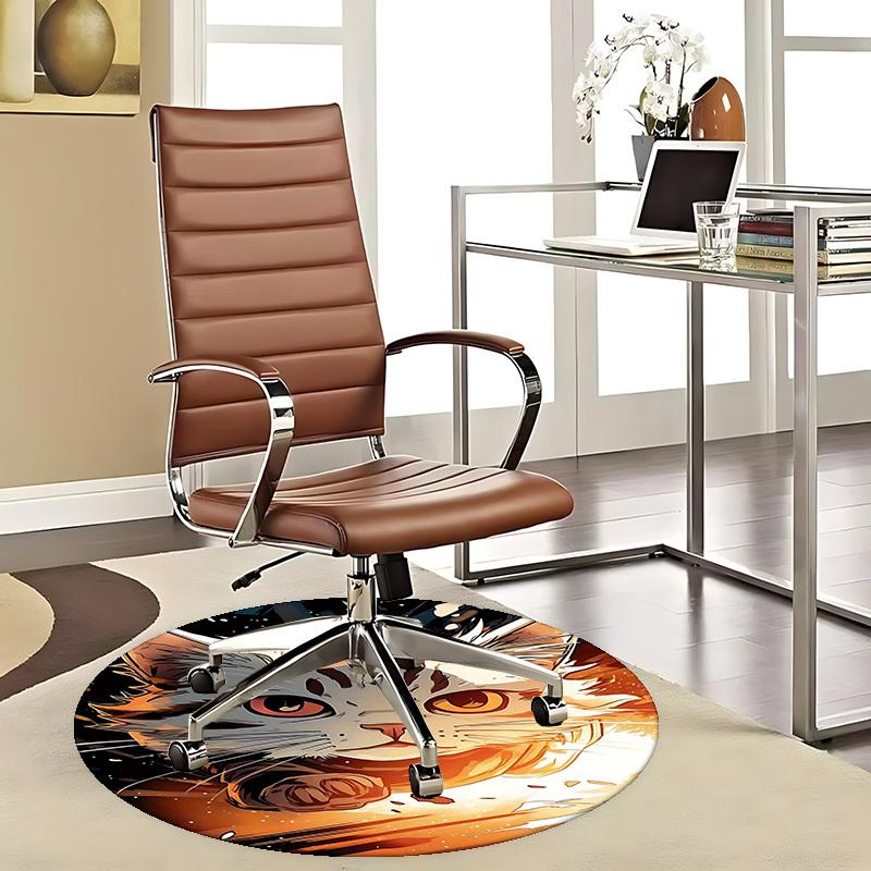 

1pc Anime Cat Round Carpet Office Chair Mat, Non Slip Rug for Home Decor, Gaming Room Flooring, Gift 80cm