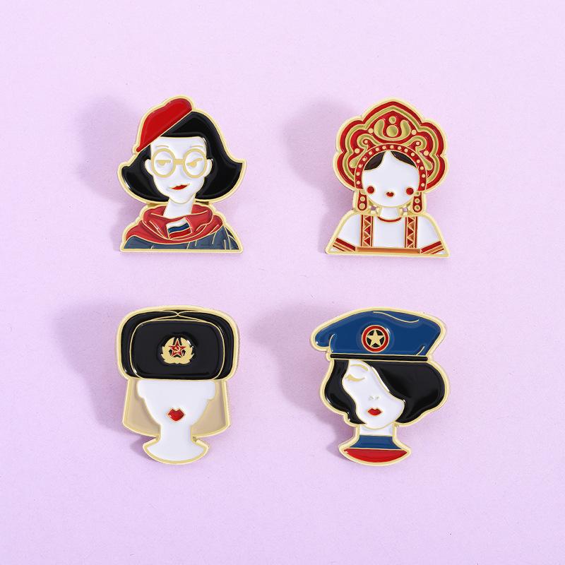 3/4Pcs Personalized  Nesting Doll Shaped Brooch Clip Creative Cartoon Commemorative Metal Jewelry Accessory Badge