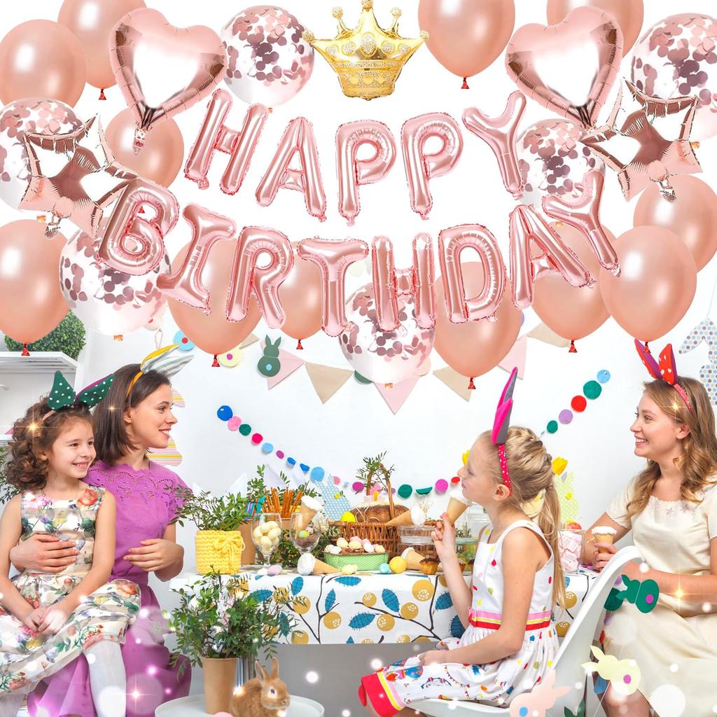 Glanvio Birthday Balloon Decoration Set Rose Gold Garland Confetti Balloons Party Celebration Anniversary Support Activity Unisex Cute Stylish