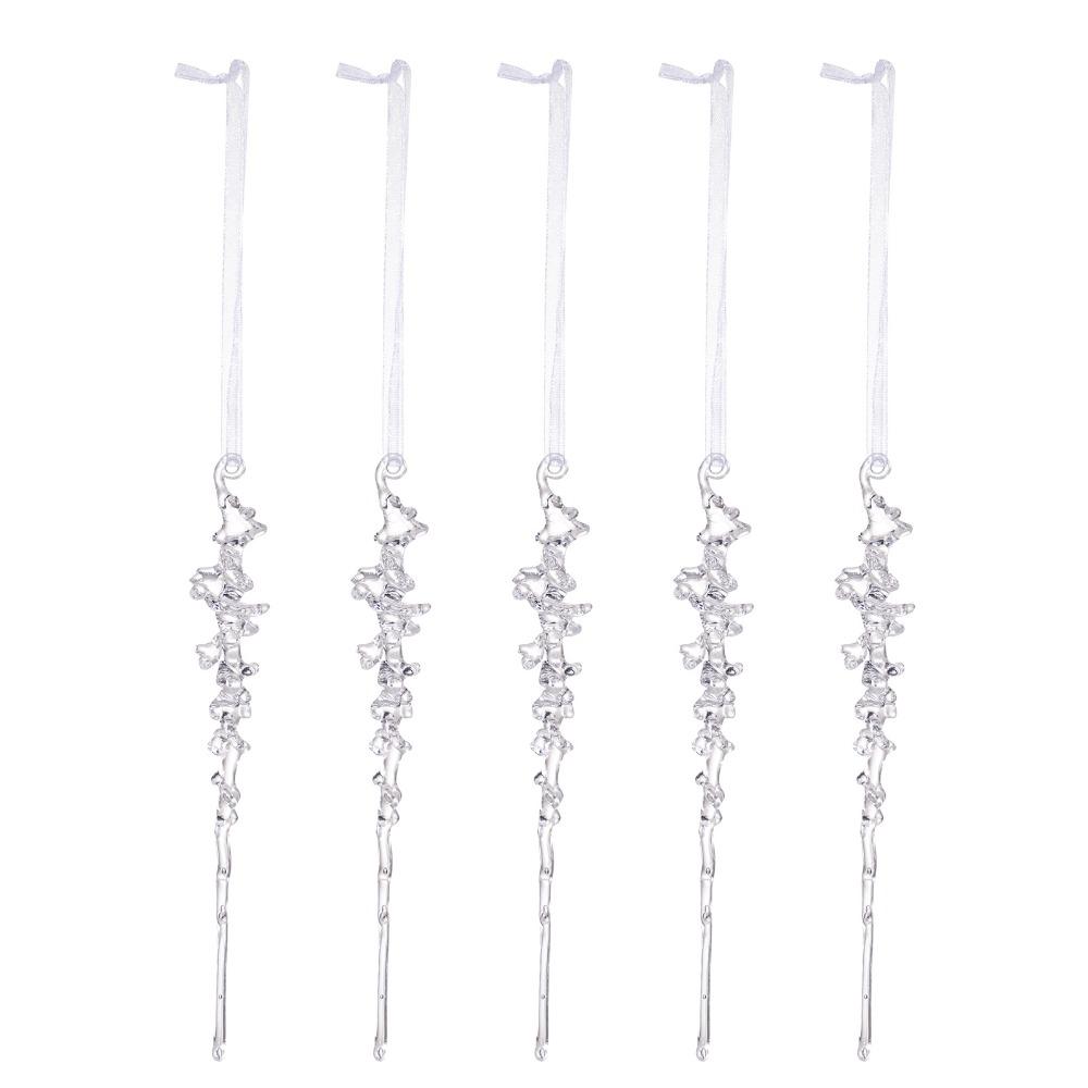 5/12Pcs Acrylic Christmas Hanging Pendants Snow Beads Star Xmas Tree Embellishment  for Christmas