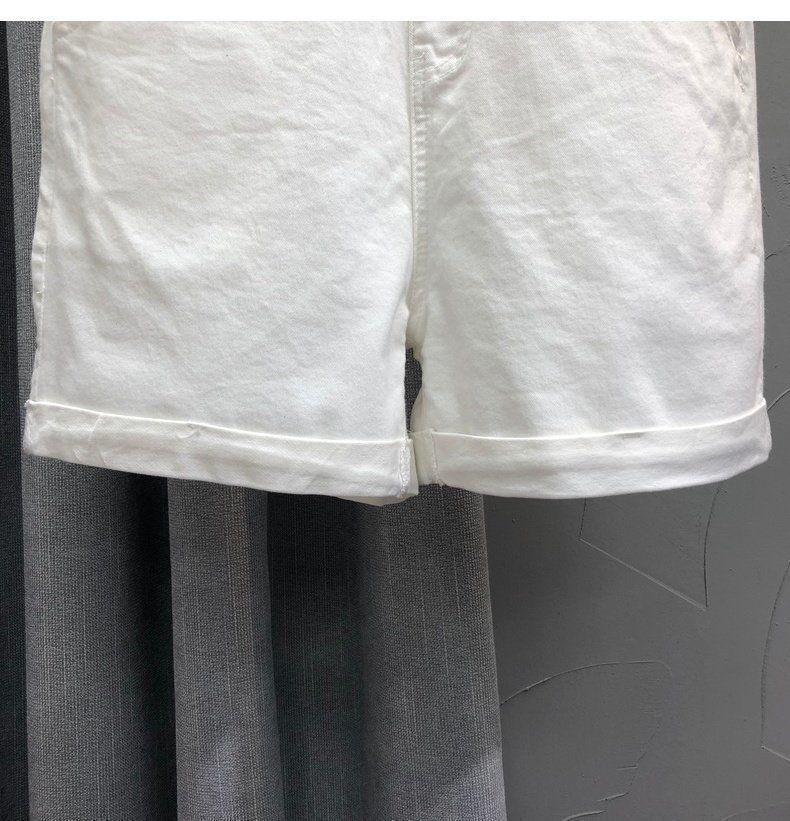 European Style Anti-Aging Denim Overalls - Women's Loose Summer Shorts with Rolled Hem and Wide Leg Design