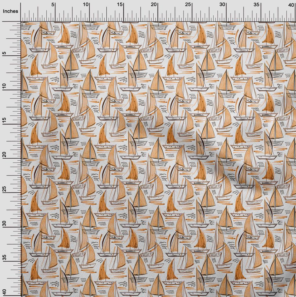 oneOone Cotton Flex Dark Peach Fabric Beach Boat Sewing Fabric By The Yard Printed Diy Clothing Sewing Supplies 40 Inch