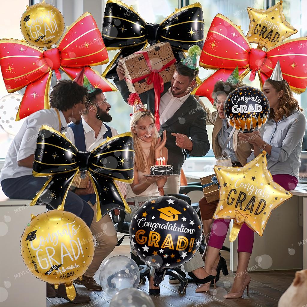 Bow Graduation Season Decoration Balloon Stripe Bow Balloon for Graduation Season Indoor and Outdoor Decoration Photography Prop