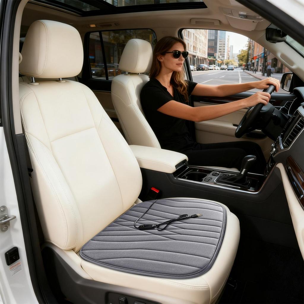 Car Heated Seat Cover Automotive Chair Warming Device With Non-Slip Bottom Fast Heating Pad Seat Warmer For Suv Rv Truck Vehicle