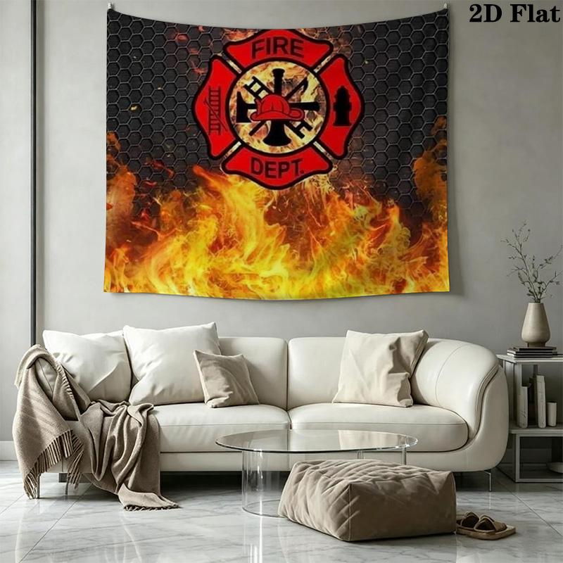 Firefighter Wall Tapestry Aesthetic Wall Hanging Printed Fabric Blanket Decorative Tapestries for Bedroom Living Room Home Decor