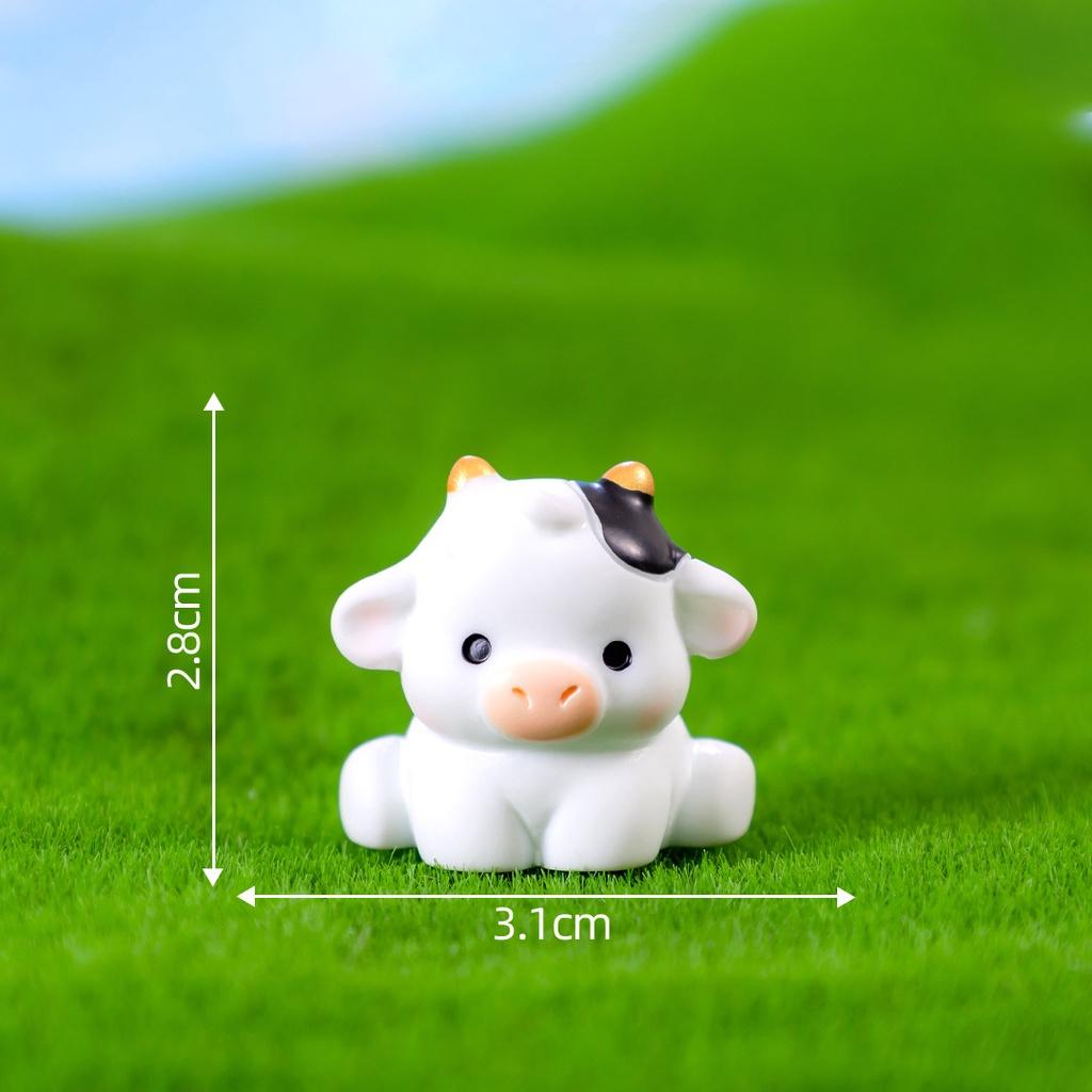 6Pcs/set Cartoon Mini Cow Animal Miniatures Mini Figures DIY Fairy Garden Decoration Moss Terrarium Micro Landscape