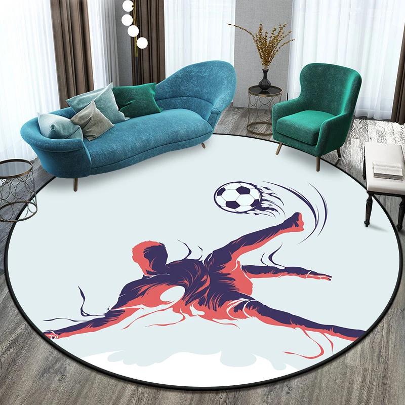 Fußball Fußballfeld Bedruckter Runder Teppich für Wohnzimmer Matte für Kinder Bodenteppich Yogamatte Schlafzimmer E-Sport Stuhl Rutschfeste Matten