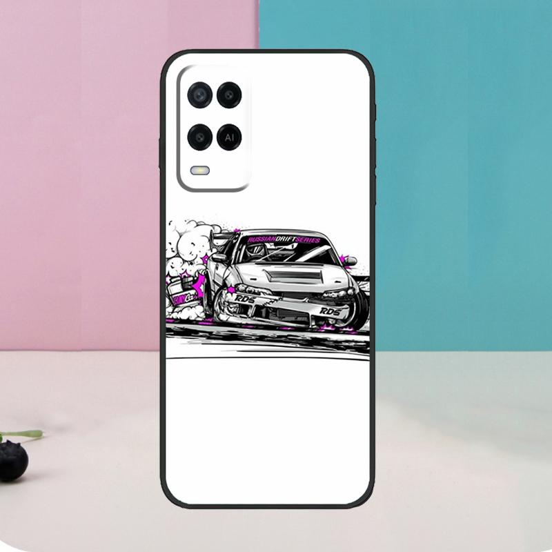 Sports Car JDM Tokyo Drift Case For Oppo A74 A54 A94 A80 A60 A40 A18 A38 A58 A78 A98 A96 A76 A16 A15 A17 A57 A5 A6 Pro